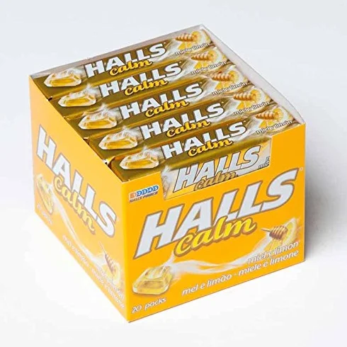 Halls Caramelos Sabor Miel y Limon, sin azúcar, 20 paquetes/ 10 caramelos