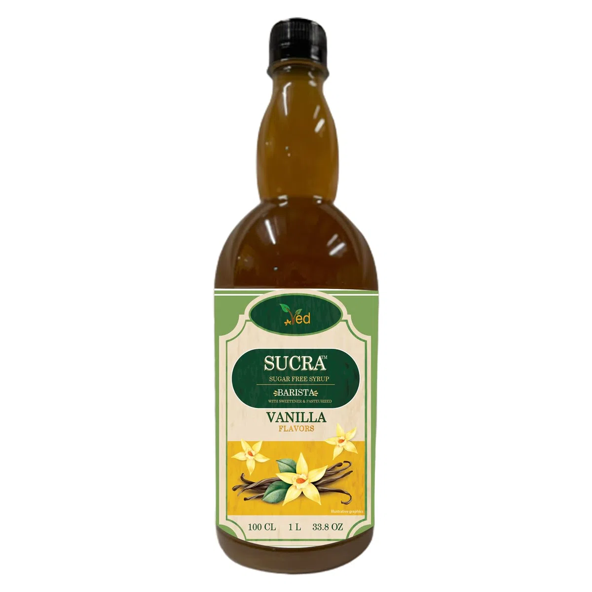 Sirope Premium 1L para Café y Cócteles, sin azúcar sabor, Vegano, Sin Gluten y Sin Grasa. (1L, vanilla)