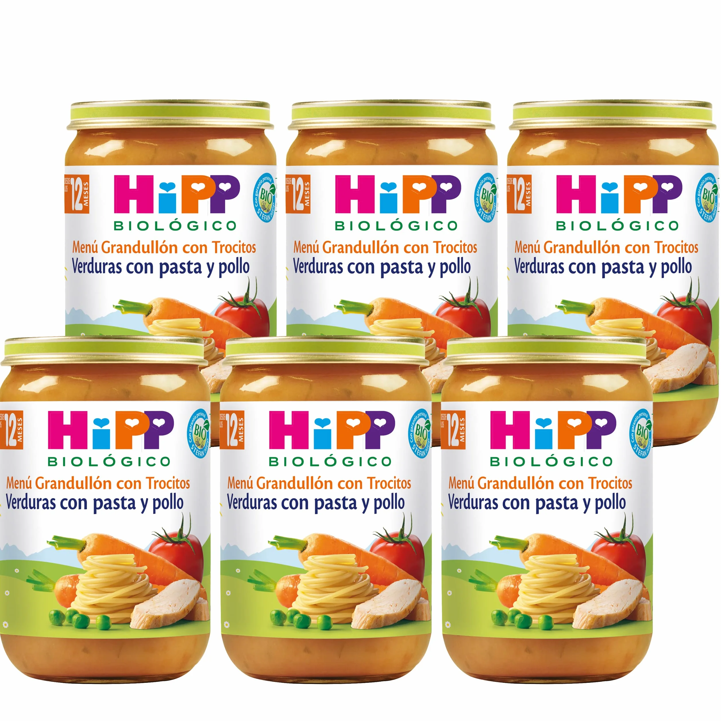 HiPP Tarrito Verduras con Pasta y Pollo BIO Pack 6x220g Desde 12 Meses