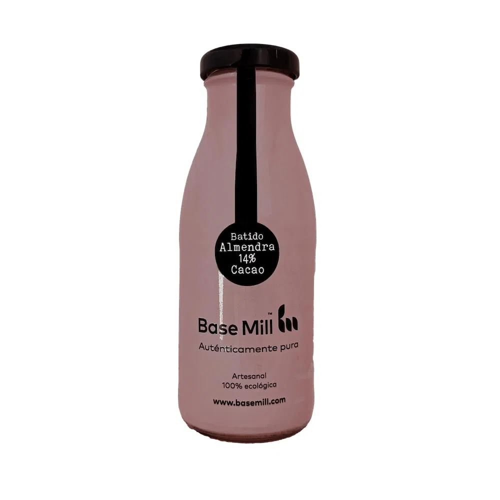 Base Mill Pack x4 Batido de Almendra 14% Ecológico & Cacao (250mL) – 100% Orgánico, Artesanal, Sin Azúcar, Sin Gluten, Vegano, Alto en Proteínas, Bajo en Grasas Saturadas