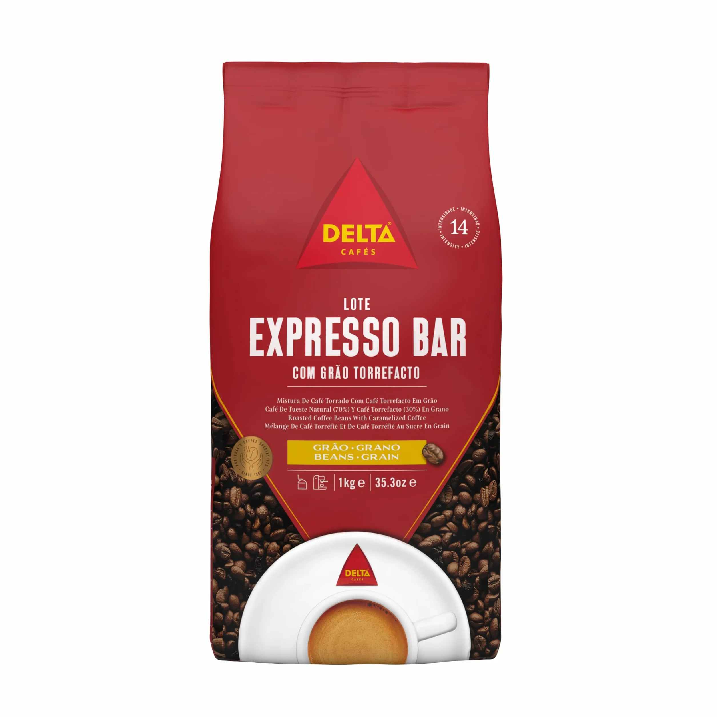 Delta Cafés espresso Bar - Café en Grano - Estimula los Sentidos - Aroma de Centroamérica y Robusta Africana - 1 kg