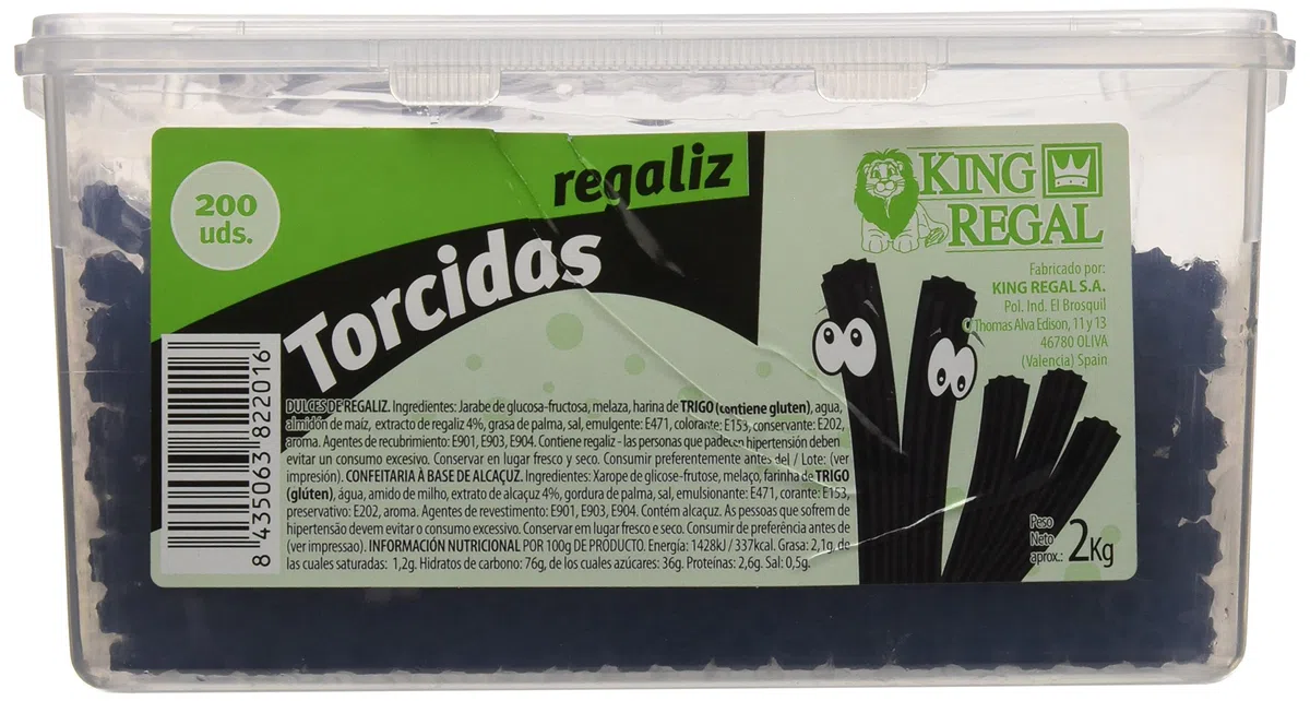 King Regal Torcida Regaliz - estuche 200 unidades
