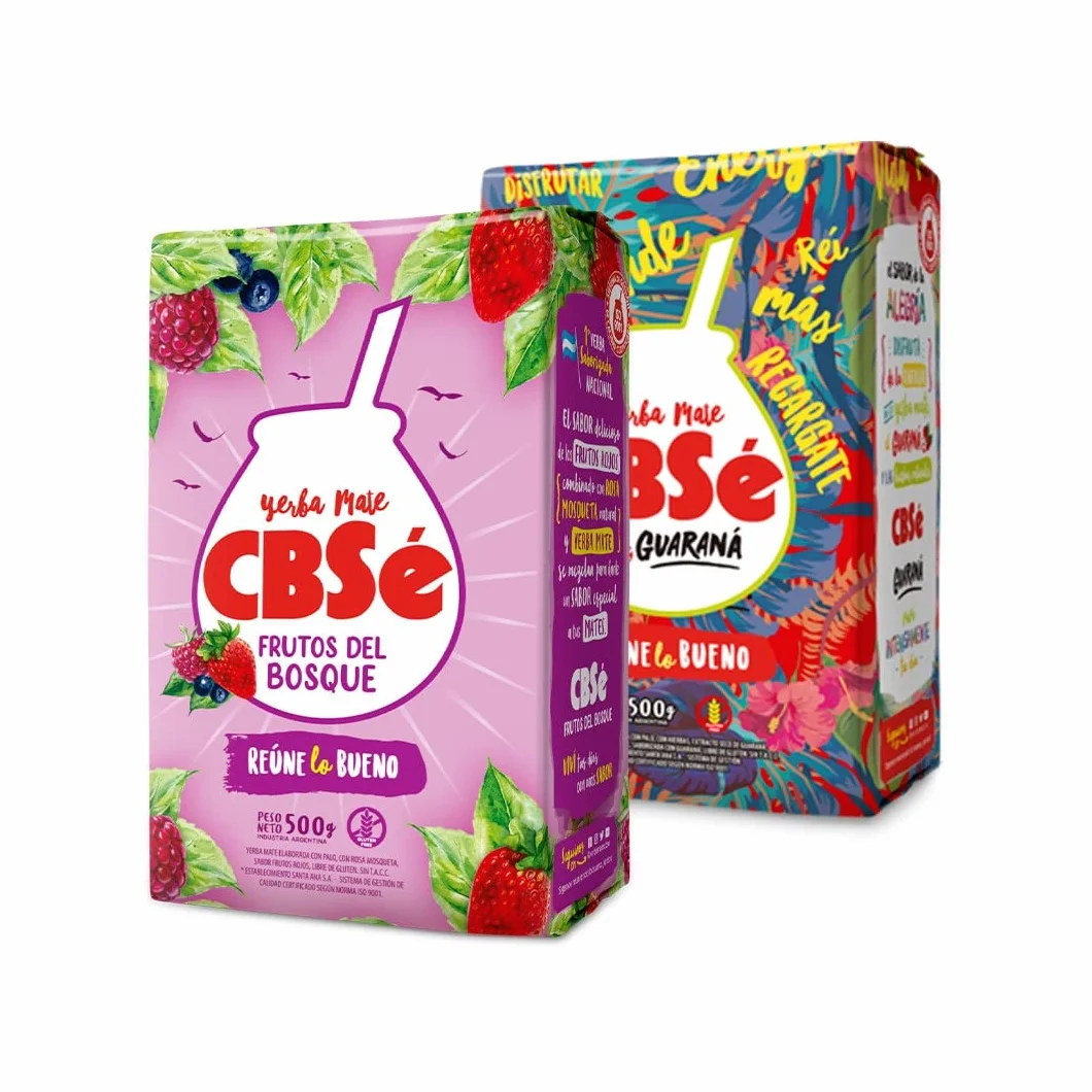 Qumir Pack de Yerba Mate Cbse Frutos del Bosque de 500g + Cbse Guarana de 500 grs - 2 Unidades - Total 1 Kg de Yerba Mate